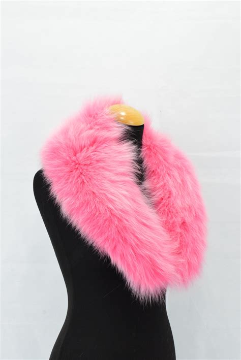 Fur Fox Collar Scarf Pink Colour High Quality Neck Warmer Etsy