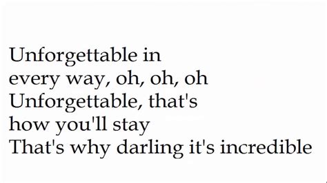 Sia Unforgettable Lyrics Youtube