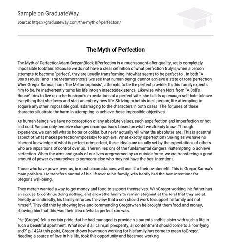The Myth Of Perfection 1191 Words Free Essay Example On Graduateway