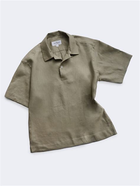 Fawn Linen Short Sleeved Pullover Shirt Jbb