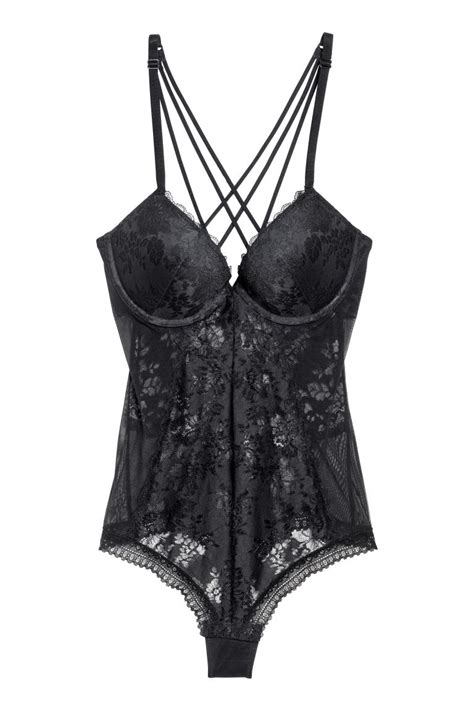 lace push up bodysuit black ladies handm us