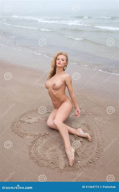 Nude Woman On Sea Beach In Foggy Day Stock Image Image Of Attractive