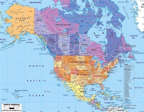 Mapa Político Detallado De América Del Norte Con Las Carreteras Y