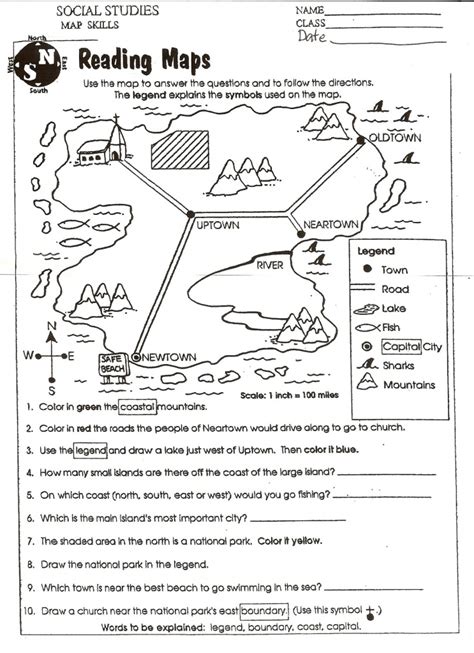 Map Worksheet St Grade