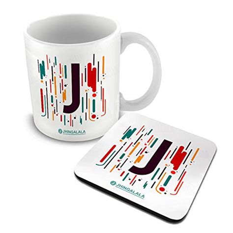 buy jhingalala ceramic coffee tea mug with coaster letter j printed mug and coaster combo t