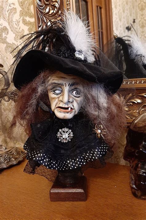 Old Witch Bust Artist Ooak Doll Halloween Witch Decor Weird Etsy