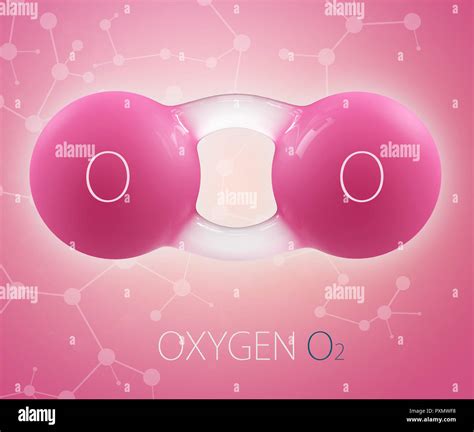 3d Illustration Of Oxygen Molecule Model On Abstract Background Stock