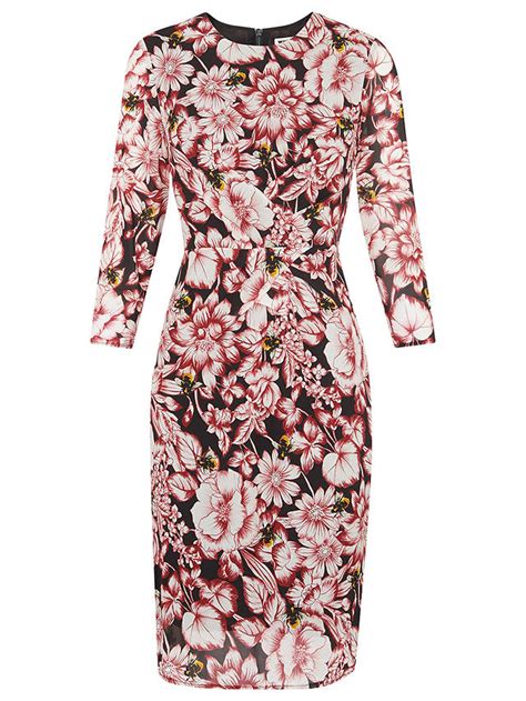 Whistles Floral Bee Print Bodycon Dress Multi At John Lewis And Partners