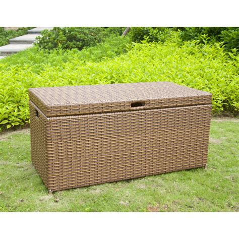 Outdoor Honey Resin Wicker Storage Deck Box