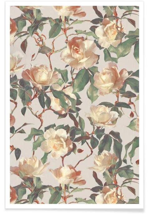 Vintage Roses Pattern Poster Juniqe