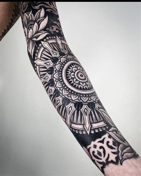 Geometric Inspiration Inkstinct Blackwork Tattoo Sleeve Tattoos
