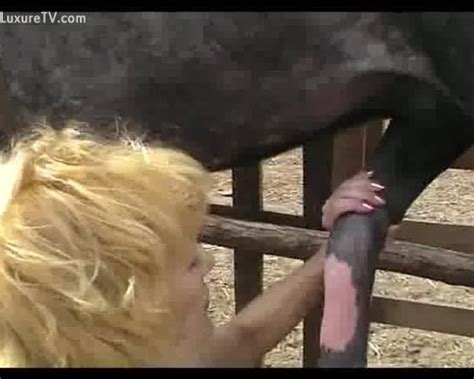 Blonde Doxy Milks Her Horses Shlong Until It Squirts