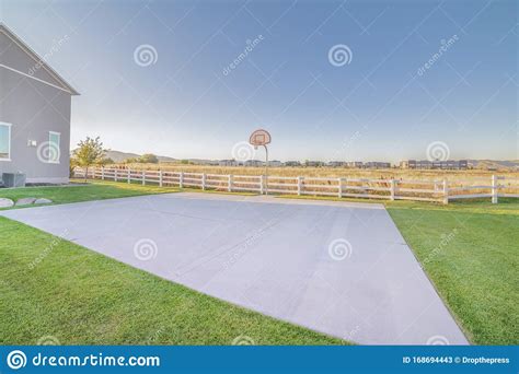 Outdoor All Weather Basketball Court On A Sunny Day Stock Image Image