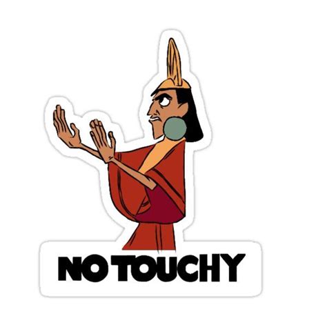 A Sticker That Says No Touchy With An Egyptian Woman Holding Her Hands Up