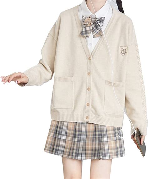 Teen Girls Cute Knitted V Neck Sweater Anime Japanese