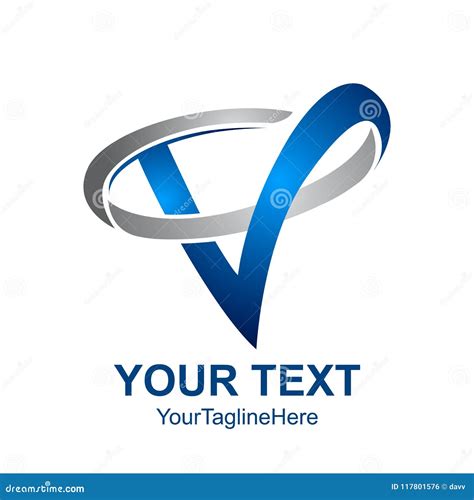 Initial Letter V Logo Template Colored Blue Swoosh Design For Bu Stock
