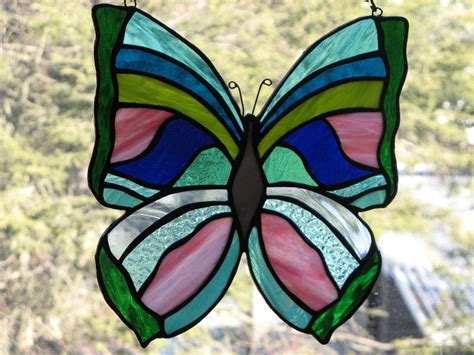 Buy A Hand Made Stained Glass Butterfly In Purple And Teal Made To