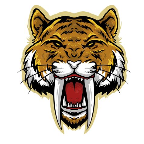 Premium Vector Saber Tooth Tiger Head Angry Design