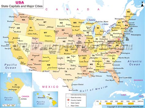 Usa Map With States And Cities Name Us States Map