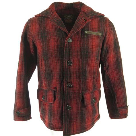 Vintage 30s Hunting Coat Wool Jacket Mens M Drybak Plaid Mackinaw The