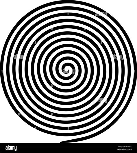 Black White Round Abstract Vortex Hypnotic Spiral Vector Illustration