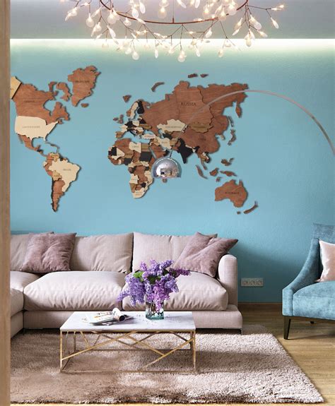 Famous World Map For Living Room Wall 2022 World Map With Major Countries