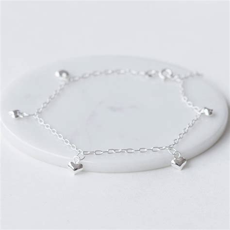 Silver Heart Anklet By Peony Love