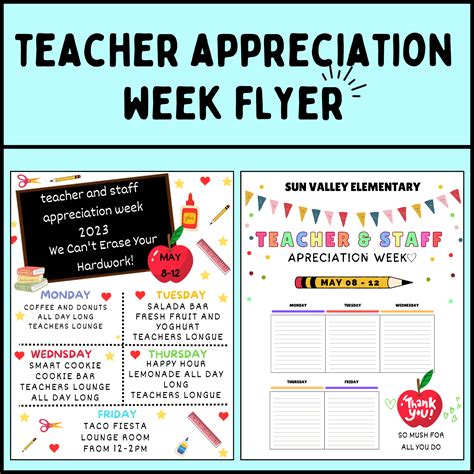 Teacher Appreciation Week Flyer Printabe And Editable Template For