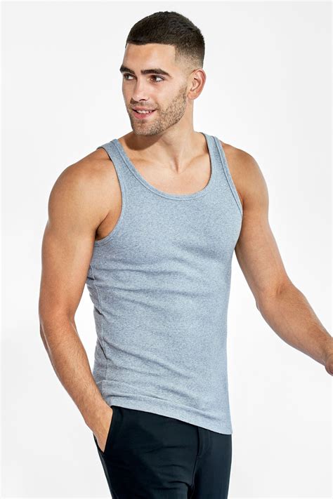 men s grey ribbed tank top made of organic cotton bread and boxers