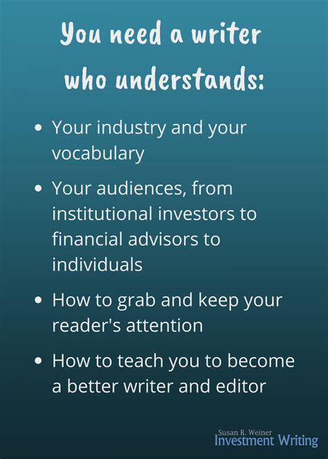 Why I Write For You Susan Weiner Investment Writing