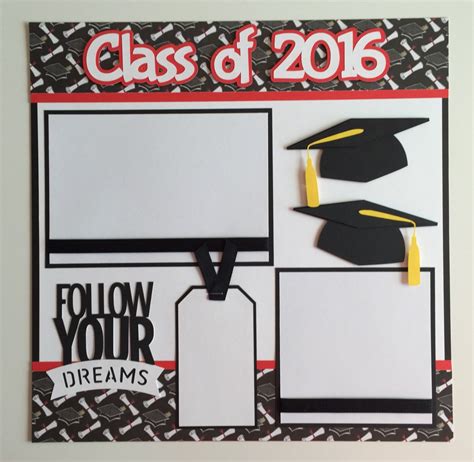 Handmade Premade 12x12 Class Of 2016 Graduation Scrapbook Page Layout