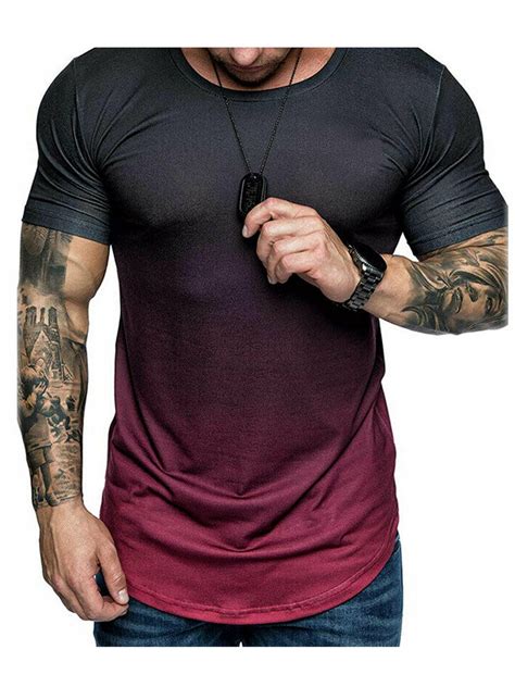 mens t shirt slim fit casual t shirt tops summer clothes bodybuilding muscle tee