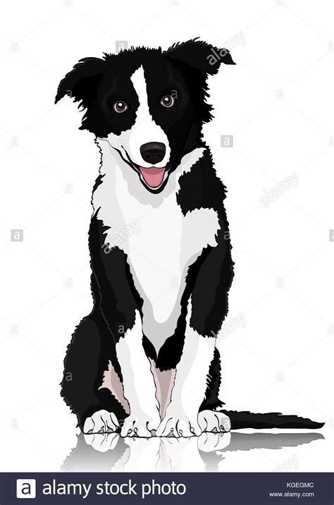 A black and white dog from the silent era of british animation. Dog vector drawing. Black and white cartoon shaggy dog ...