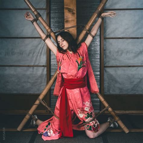Girl In Kimono Tied To The Bamboo Cross By Boris Mosafir On Px
