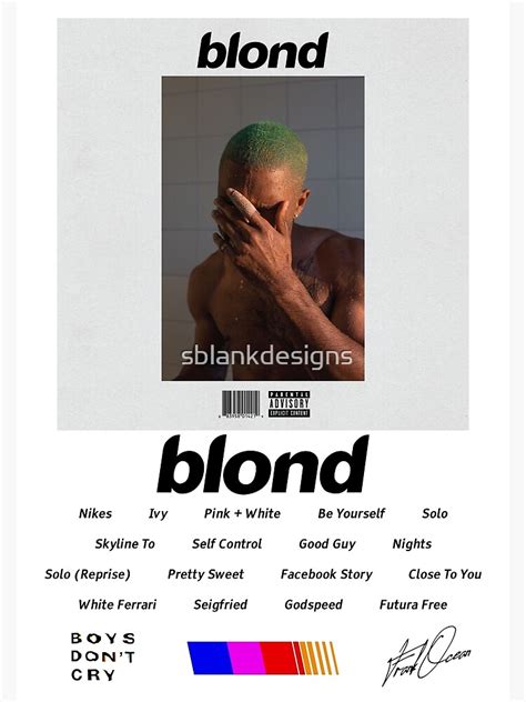 Frank Ocean Blonde Album Tracklist Photographic Print By