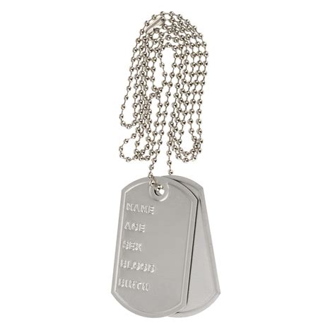 Unisex Metal Id Dog Tags On Chain Army Style Military Fancy Dress