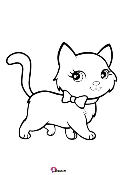 Playful Too Cute Kawaii Kitten Easy Cat Coloring Pages Print Color