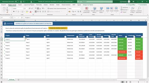 Planilha De Controle De Atividades Em Projetos De Consultoria Em Excel