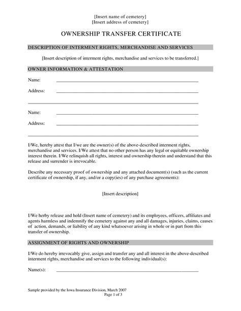 Ownership Transfer Letter Format Templates At Allbusinesstemplates Com