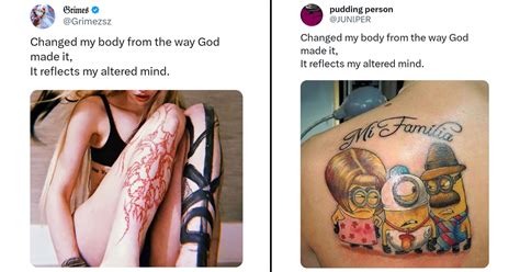 Grimes Posts Cringe About Body Modification Starts Meme About Dumb Tattoos Memebase Funny Memes