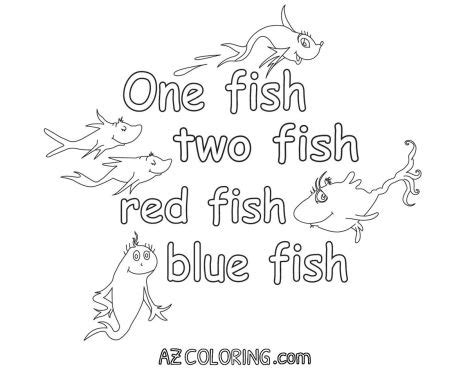 Dr seuss one fish two fish coloring pages number 4 for kids. One Fish Two Fish Red Fish Blue Fish Coloring Pages - Part 1