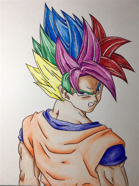 Goku is one of the most famous characters from the dragon ball z franchise and when i got a request to make a. Goku Rainbow Super Saiyan drawing | DragonBallZ Amino