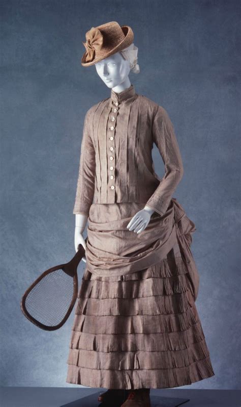 tennis dress ca 1880 1890 english tussore silk tennis only started to be played by women