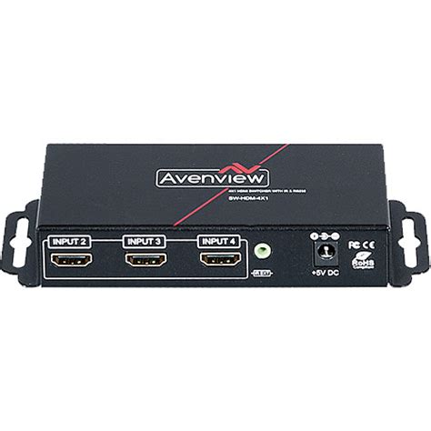 Avenview 4x1 Hdmi Switcher With Ir And Rs232 Control Sw Hdm 4x1
