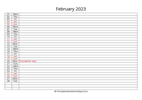 February 2023 Calendars Printablecalendarholidayscom