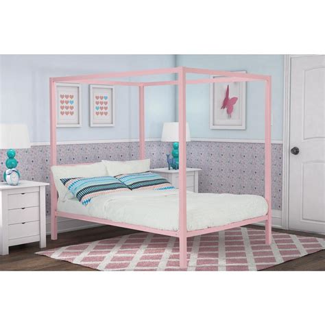 Dhp Modern Metal Pink Full Canopy Bed 4073739 The Home Depot
