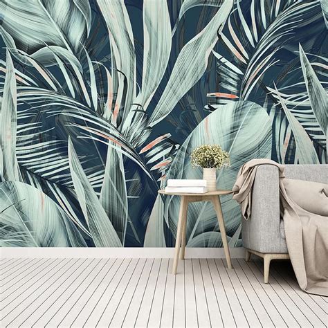 Custom Mural Wallpaper Tropical Rainforest Banana Leaf Bvm Home