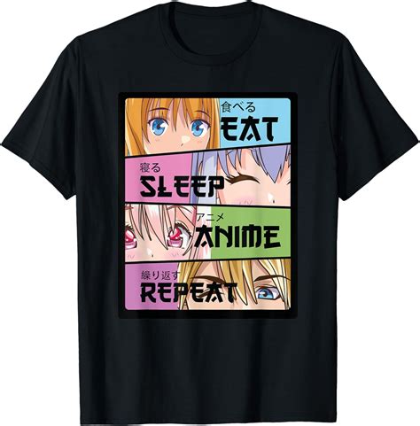 Cute Kawaii Manga Anime Merch Eat Sleep Anime Repeat T
