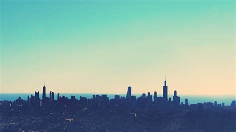 Simple Sky Blue Chicago Skyline Wallpapers Hd