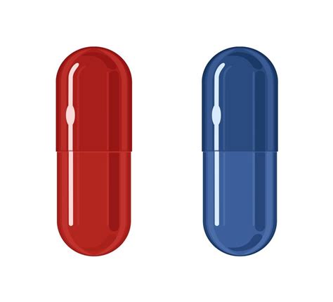 Blue And Red Pills Vector Illustration Isolated On White Background